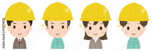 作業員　顔　セット　自信