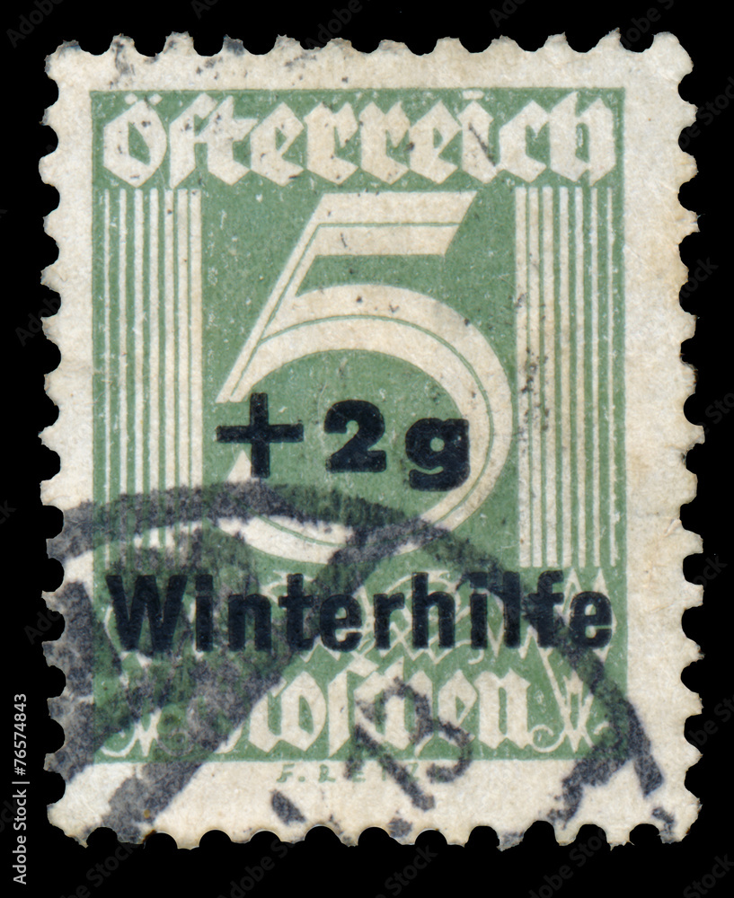 Obraz premium Stamp printed in Austria shows number 5