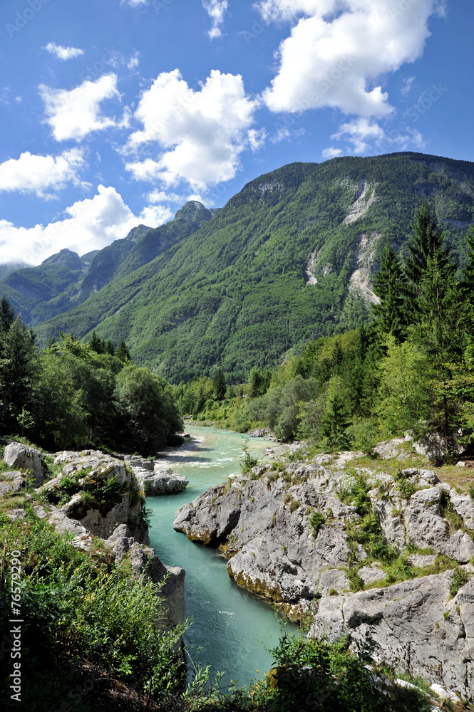 Soca / Isonzo river in julian alps, Slovenia.