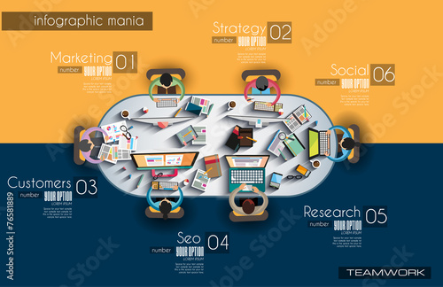 Infographic teamwork with flat style