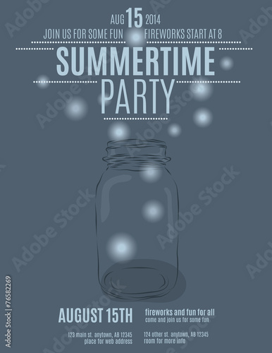 mason jar background flyer template for a summer party vector