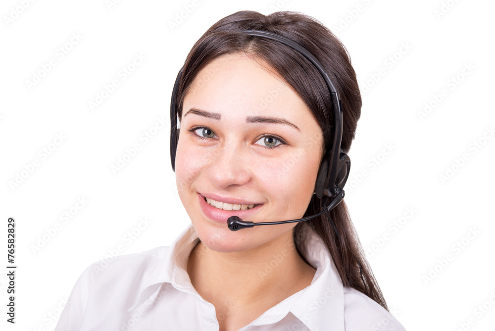 beautiful young woman in headphones with microphone beautiful young woman in headphones with microphone