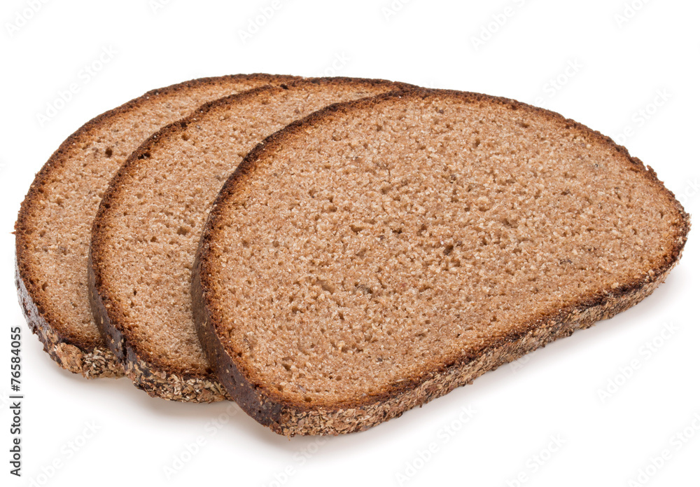 Slice of fresh rye bread isolated on white background cutout Slice of fresh rye bread isolated on white background cutout