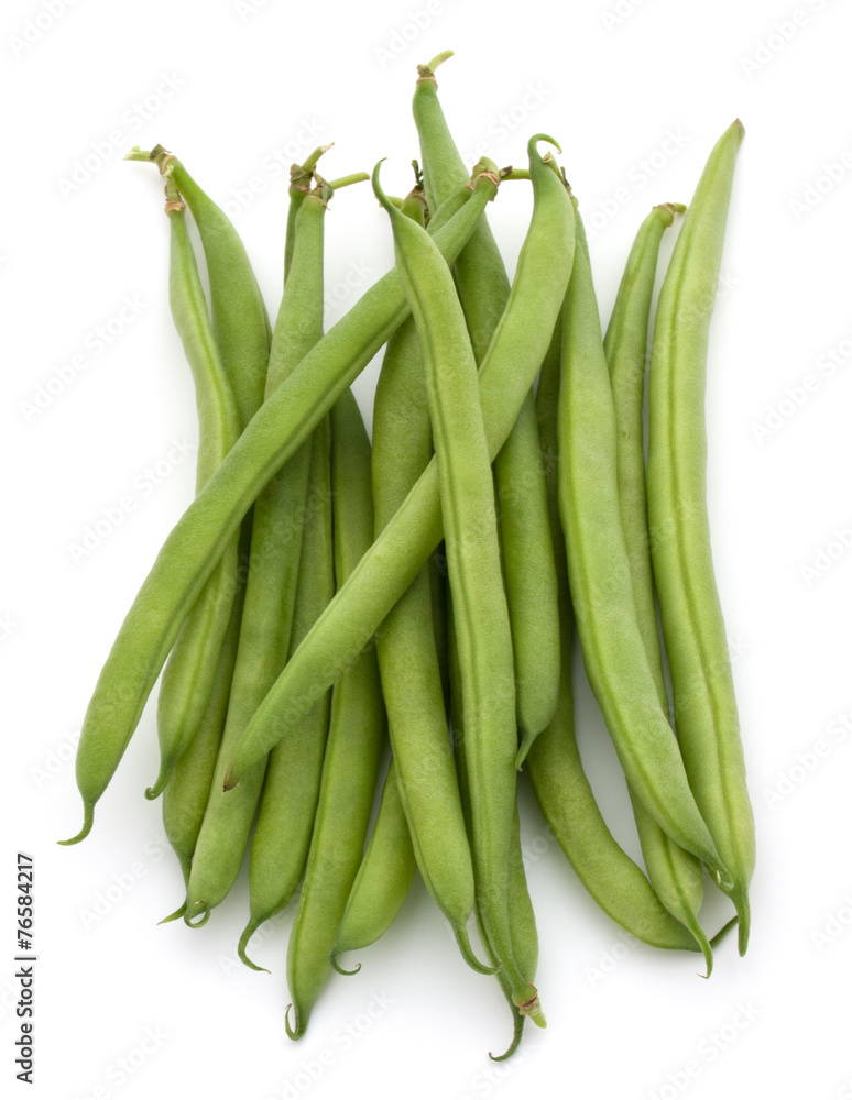 Green beans handful isolated on white background cutout Green beans handful isolated on white background cutout