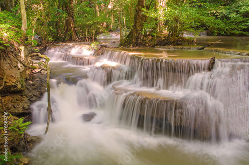 Waterfall in deep rain forest jungle  Huay Mae Kamin Waterfall i