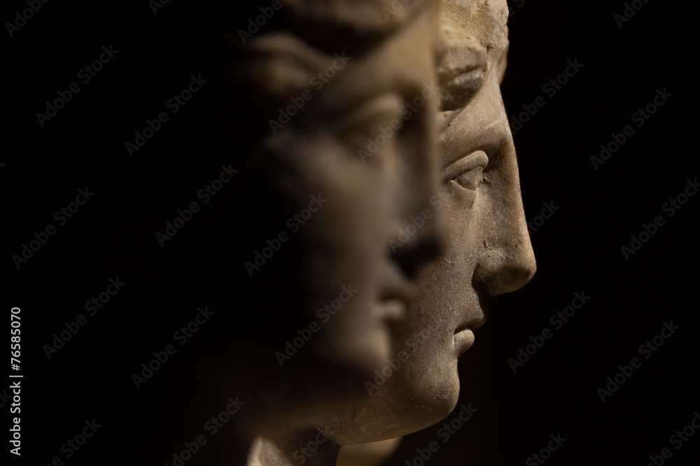 Three headed roman-asian ancient statue of beautiful women, Godd Three headed roman-asian ancient statue of beautiful women, Godd