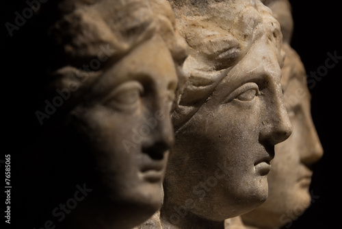 Three headed roman-asian ancient statue of beautiful women, Godd