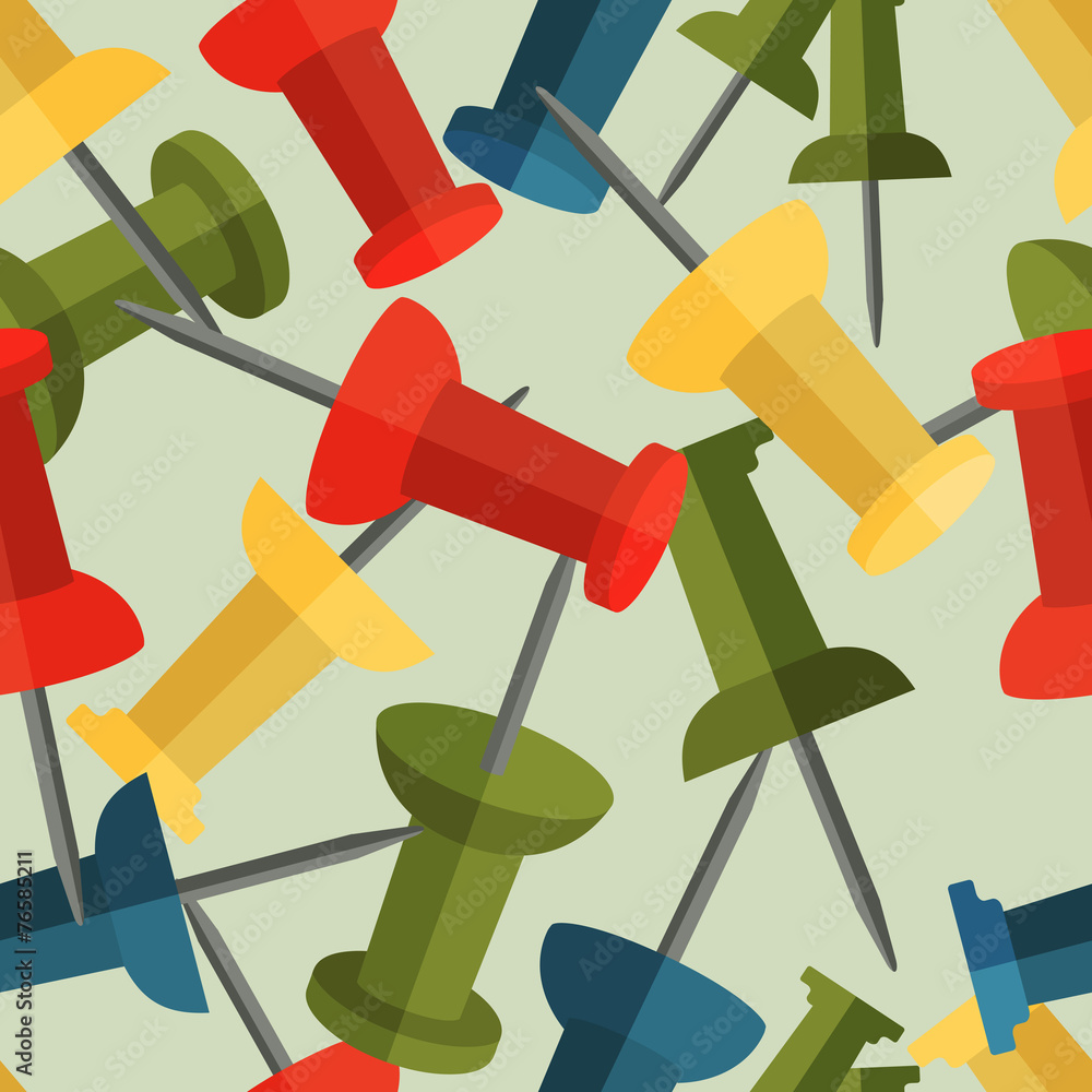 Seamless background with colorful pins in flat design Seamless background with colorful pins in flat design
