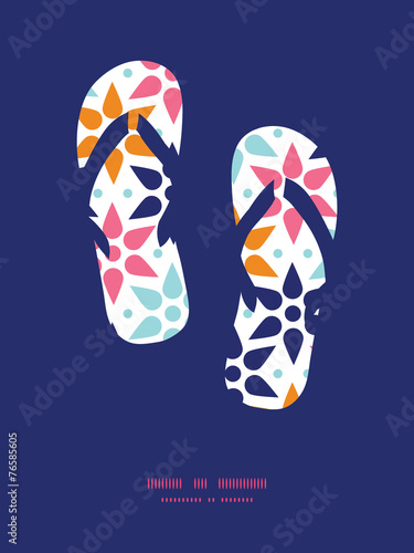 Vector abstract colorful stars flip flops silhouettes pattern