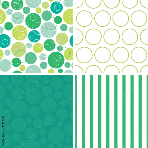 Vector abstract green circles set of four marching repeat