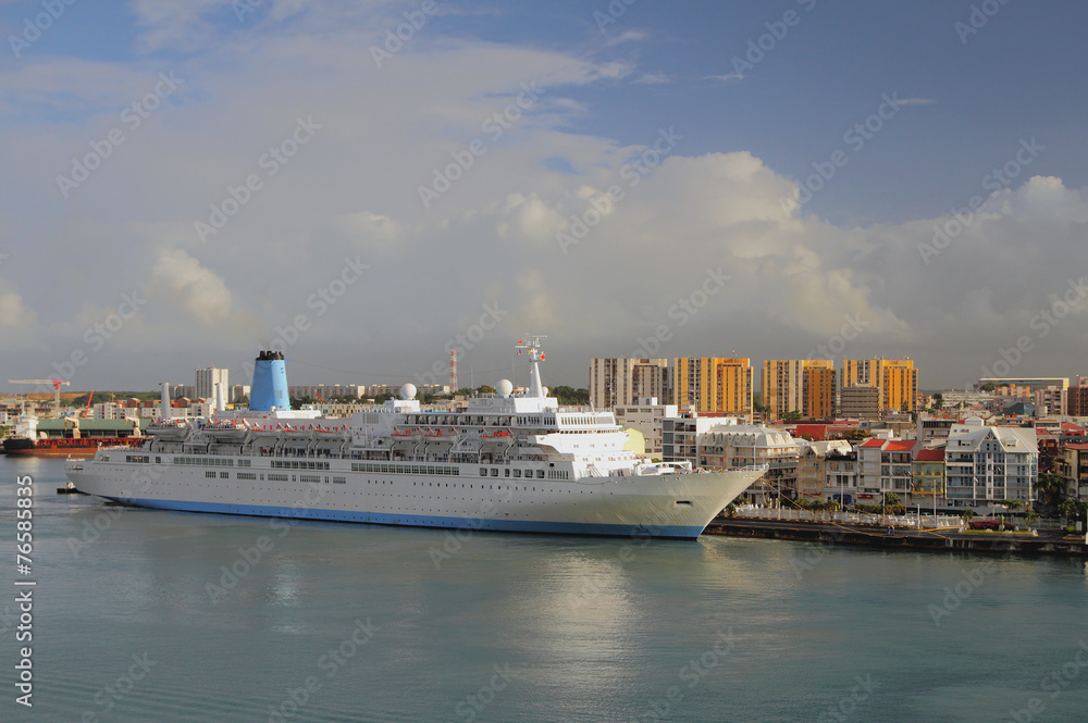Cruise liner in port. Pointe-a-Pitre, Guadeloupe