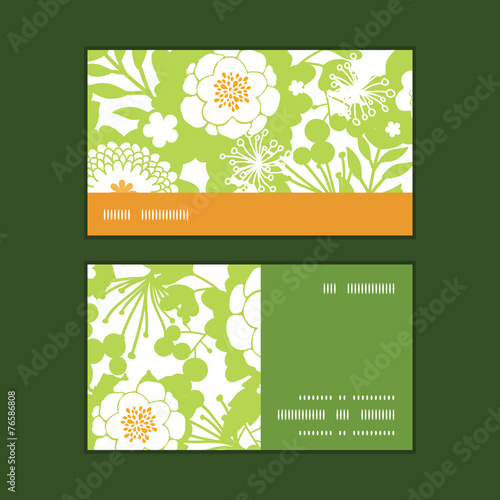 Vector green and golden garden silhouettes horizontal stripe