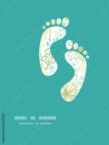 Vector mysterious green garden footprints silhouettes pattern