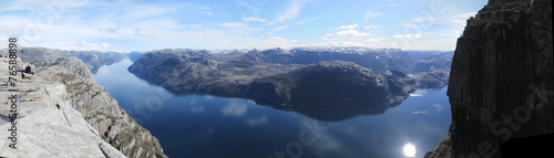 Panorama of the Lyse Fjord Norway (Pulpit Rock) photo