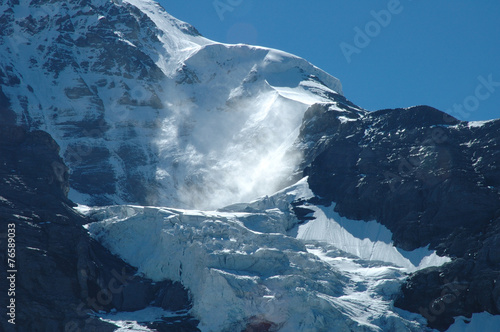 Glacier nearby Jungfraujoch pass in Alps in Switzerland