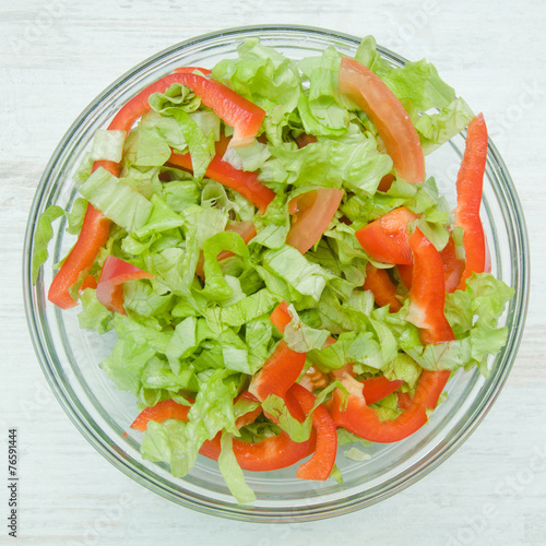 Dietary salad with peppers and tomatoes