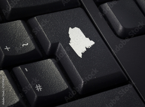 Keyboard with return key in the shape of Maine.(series) photo