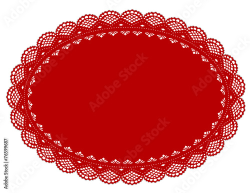 Lace Doily Place Mat, antique vintage design, Valentine red