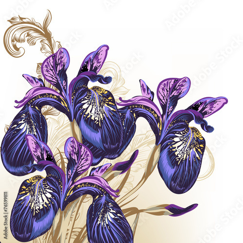 Fototapeta Naklejka Na Ścianę i Meble -  Fashion hand drawn flowers in purple color