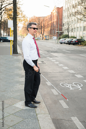 Blind Man Crossing Road photo