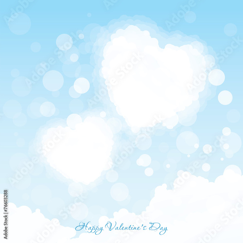 Valentines Day Greeting Card Two Hearts in the Sky