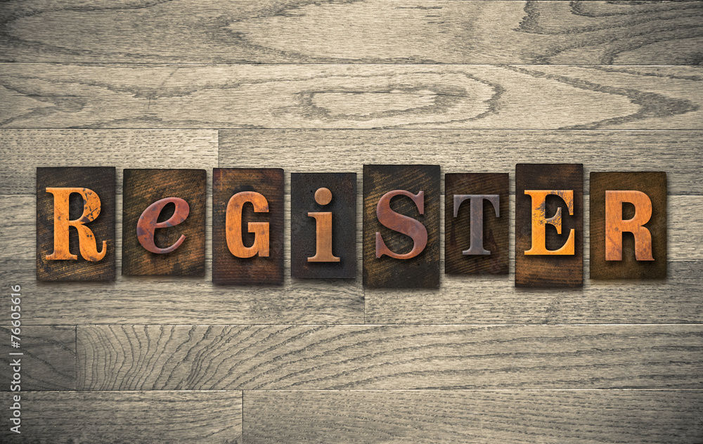 Fototapeta premium Register Wooden Letterpress Concept