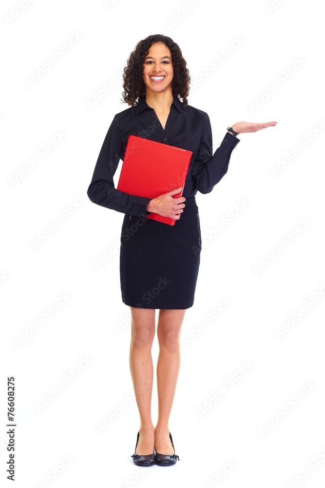 Young business woman presenting copy space. Young business woman presenting copy space.