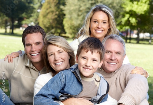 Happy family in the park.