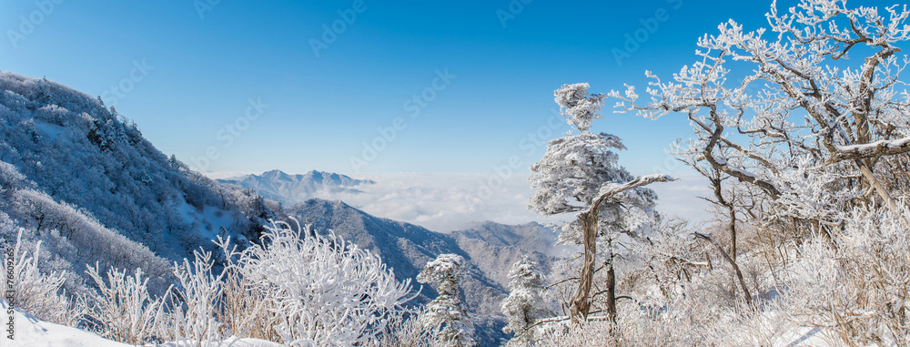 Naklejka premium Panorama of winter,Deogyusan in korea