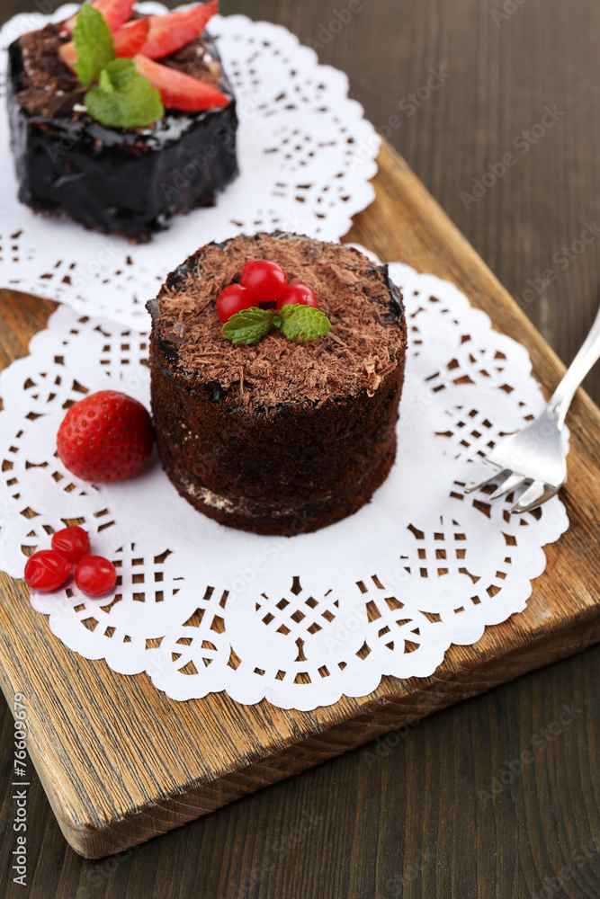 Yummy chocolate cupcake on table Yummy chocolate cupcake on table