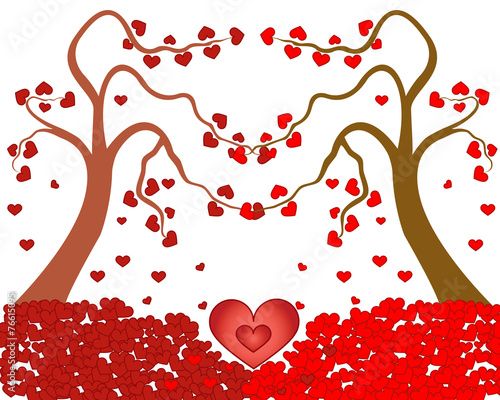 Valentines card - Love tree with heart leaves