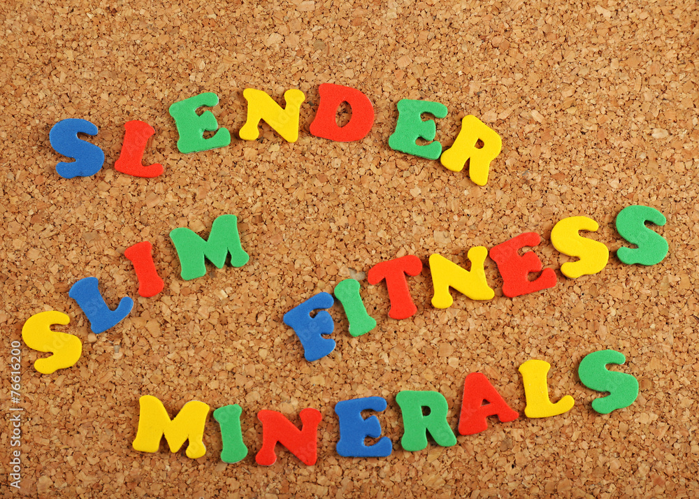 Different words on cork board background Different words on cork board background