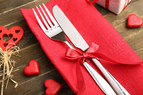 Festive table setting for Valentines Day
