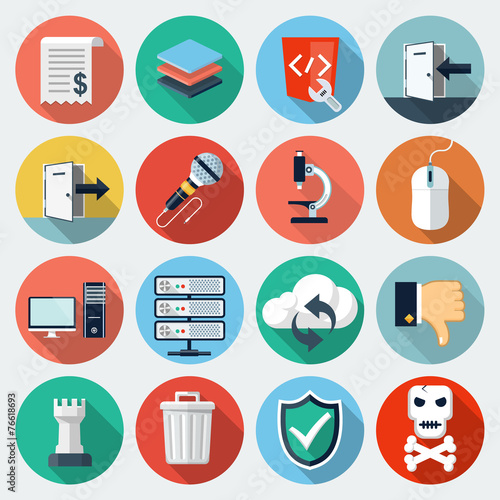 Flat Icons with long shadow, set 11