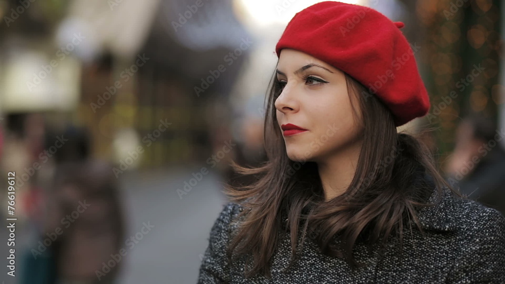 beautiful young woman waiting for somebody and looks around to see it beautiful young woman waiting for somebody and looks around to see it