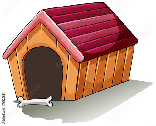 A wooden doghouse