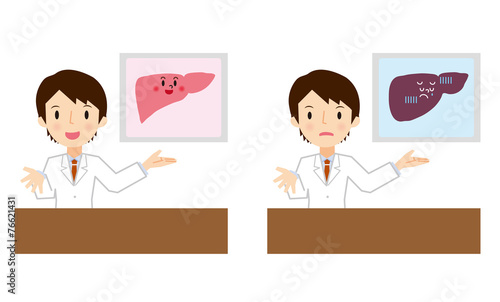 肝臓の説明をする医者