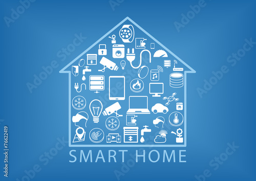 Smart home automation as vector illustration