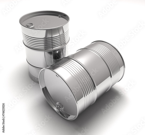 unpainted metal barrel