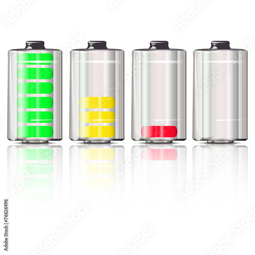 battery with the charges and reflection