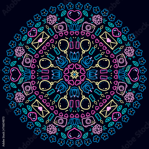 Mandala. Round Ornament Pattern with stationery