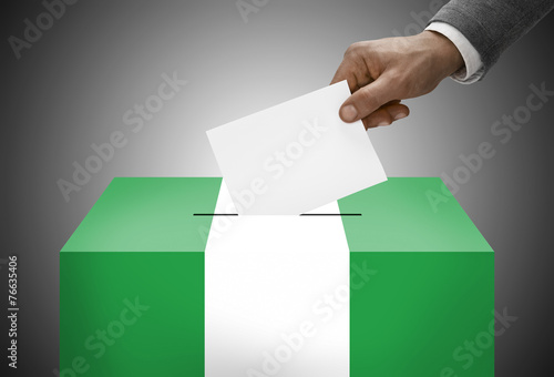 Ballot box painted into national flag colors - Nigeria