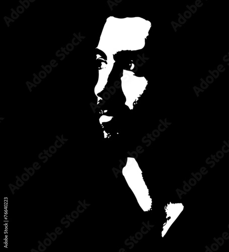 Man looking away vector portrait