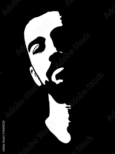 Proud young man low key vector portrait