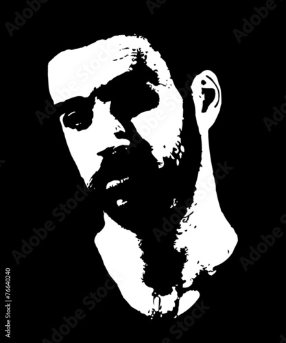 High contrast serious man portrait vector