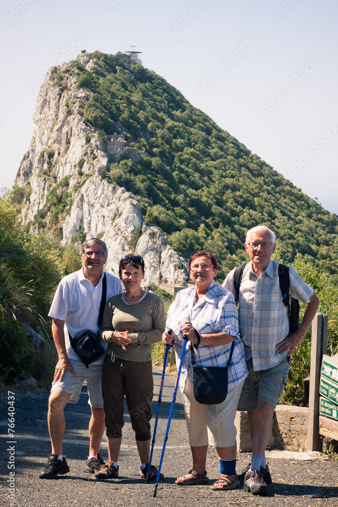 Happy tourists on the Rock of Gibraltar