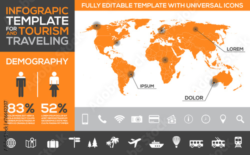 Infographic template for tourism, traveling and holidays