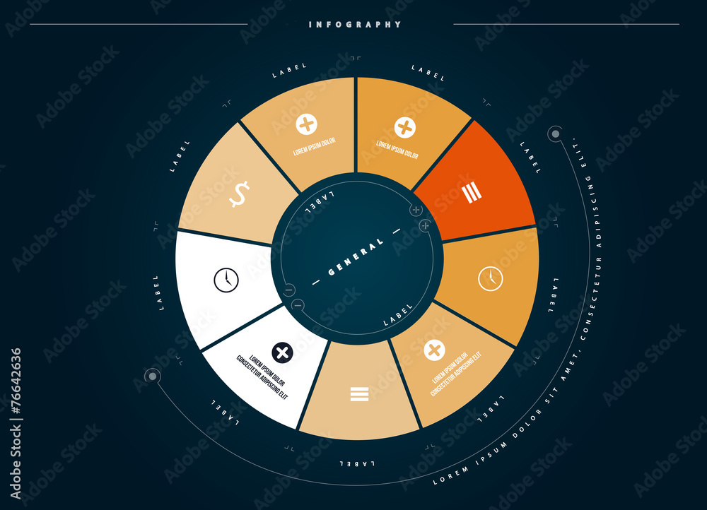infografía para negocios 360 con valores e iconos. Vector