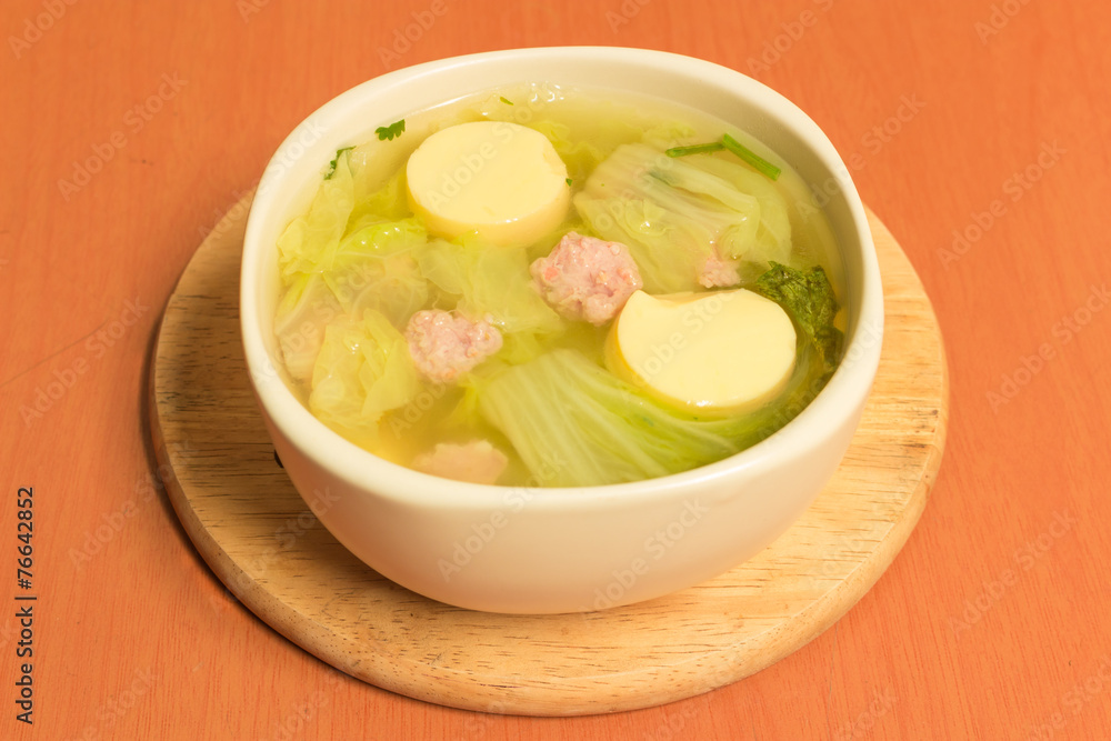 Clear Soup with Bean Curd and Minced Pork Clear Soup with Bean Curd and Minced Pork