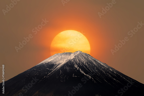 Mt.Fuji with Sun Behind photo